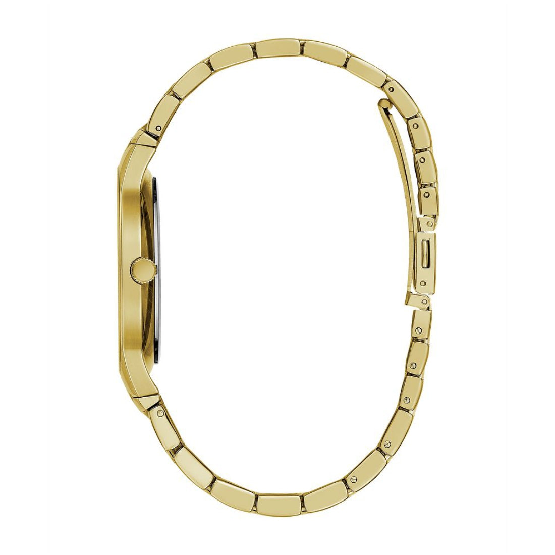 Caravelle Men's Modern Gold-Tone Stainless Steel Watch with Black Dial front view