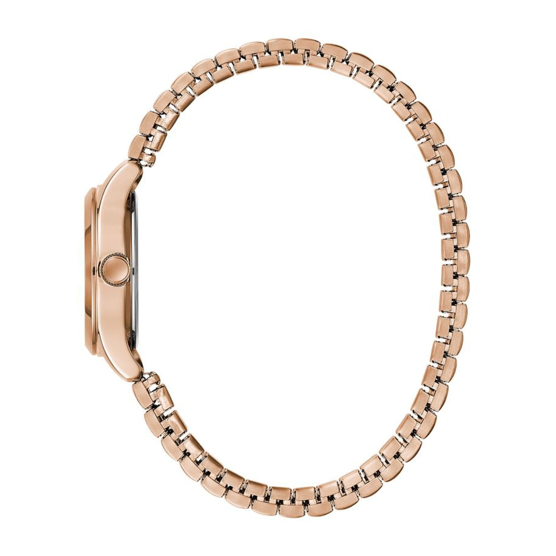 Caravelle Ladies' Traditional Pink Gold-Tone Stainless Steel Watch with Silver Dial front view