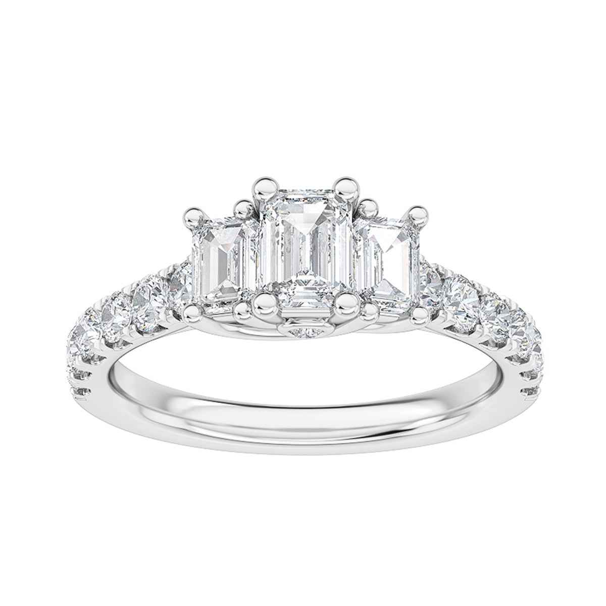 Adamante 1-1/2 ct. tw. 3-Stone Emerald Cut Lab-Grown Diamond ring in 14K White Gold