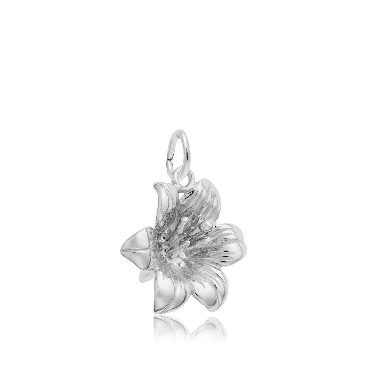 Lily Flower Charm in Sterling Silver