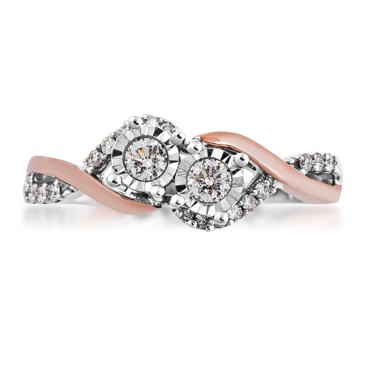 2BeLoved 1/4 ct. tw. 2-Stone Diamond Anniversary Ring in 10K Two-Tone Gold - RP-1273-A66 10T close-up detail