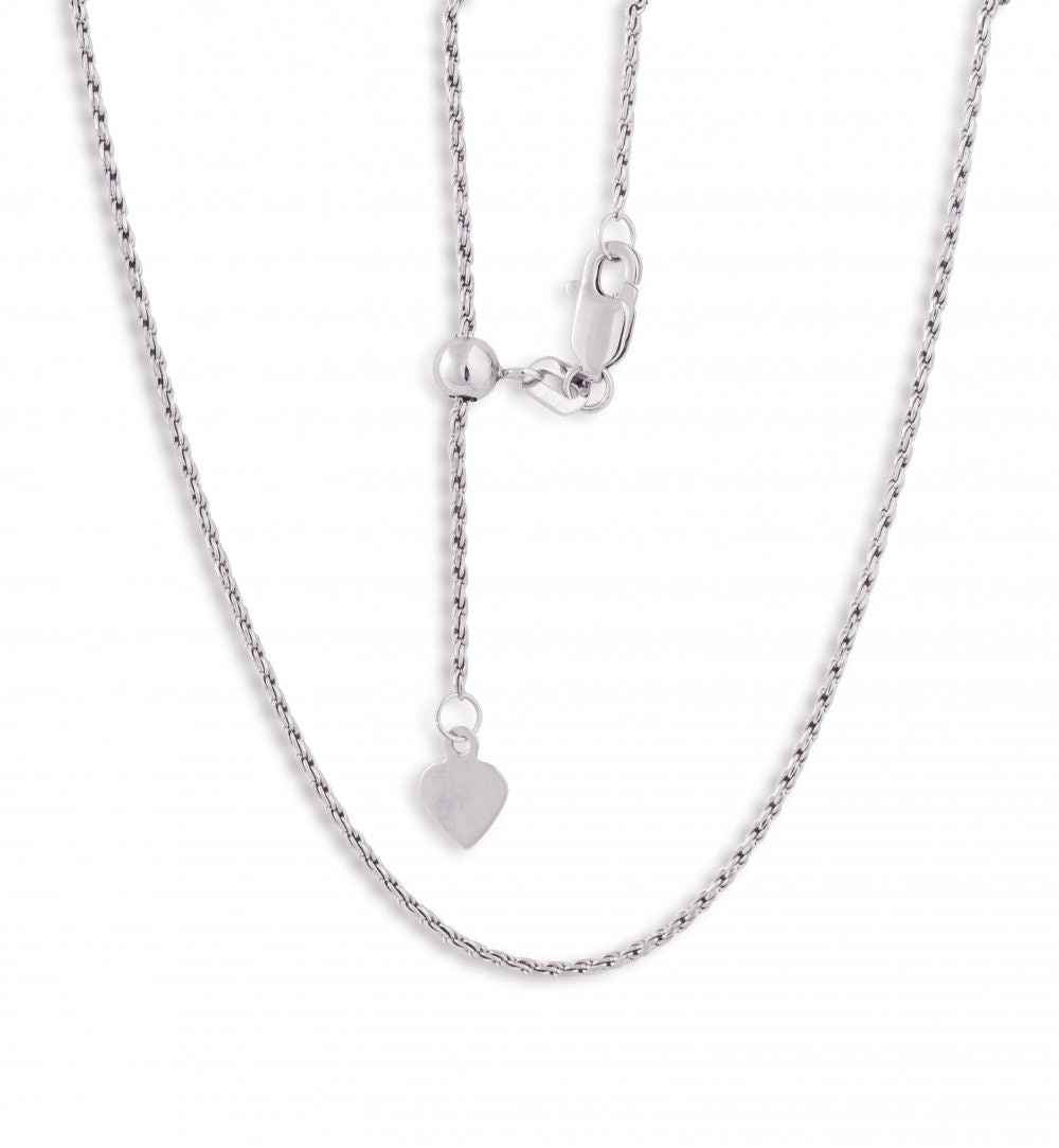 22-inch 10kt White Gold Adjustable Rope Chain