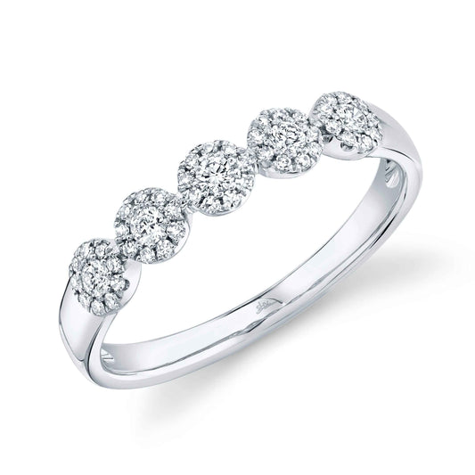 Shy Creation 1/4 ct. tw. Round Diamond Halo Fashion Band in 14K White Gold front view