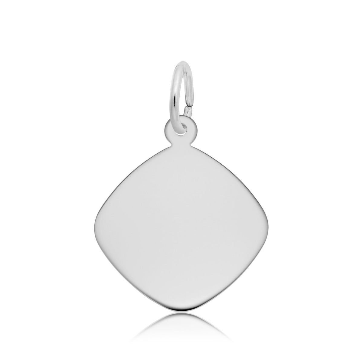 Small Rounded Diamond Disc Charm in Sterling Silver