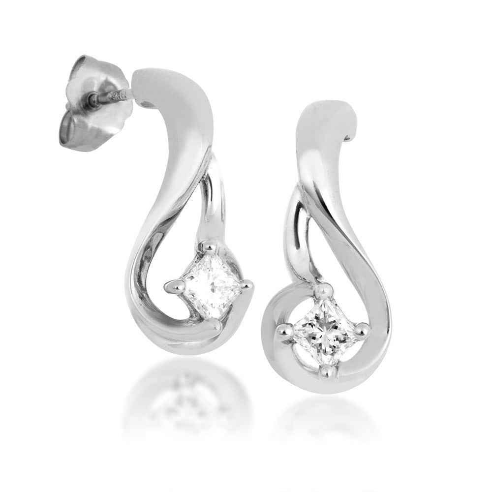 Ladies' Diamond Earrings in White Gold - EF-2318-A56 10W