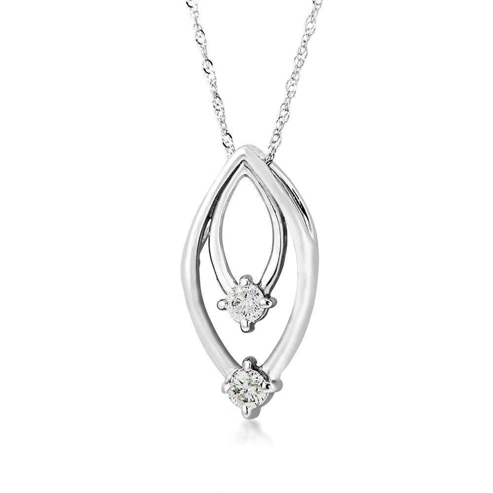 1/5 ct. tw. Diamond Double Teardrop Pendant in 10K White Gold