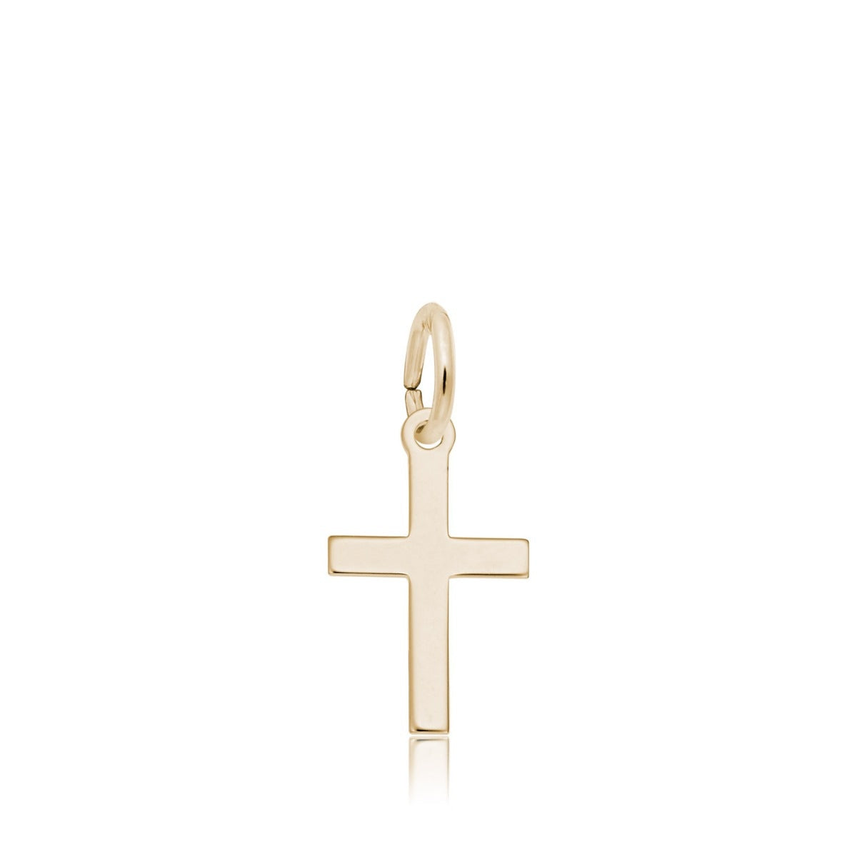 Small Plain Cross Charm in 14K Yellow Gold