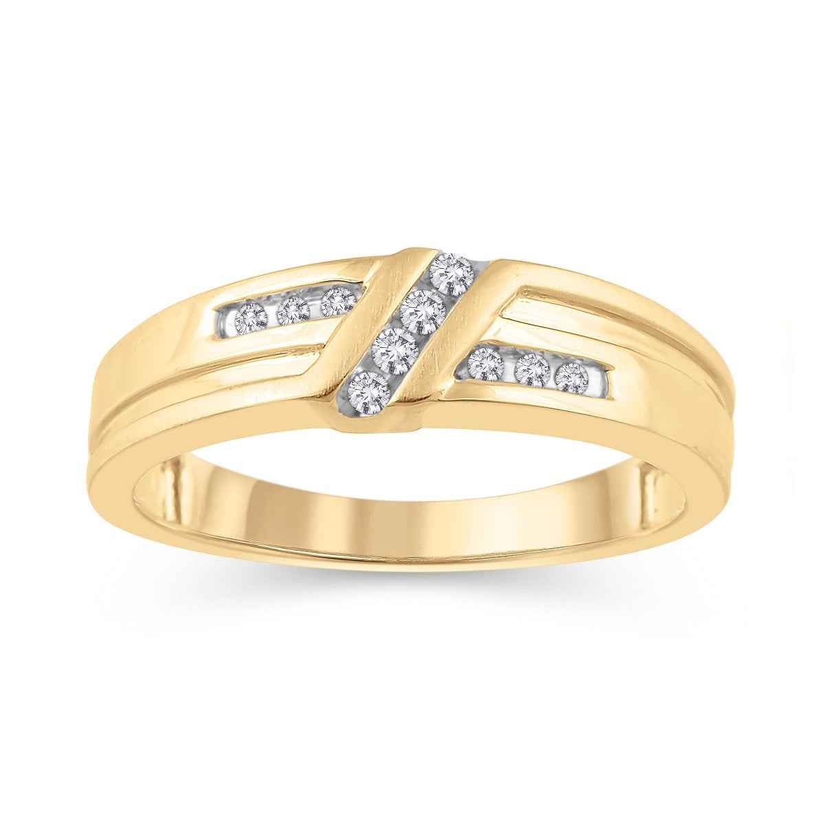 1/10 ct. tw. Men's Diamond Wedding Band in 10K Yellow Gold