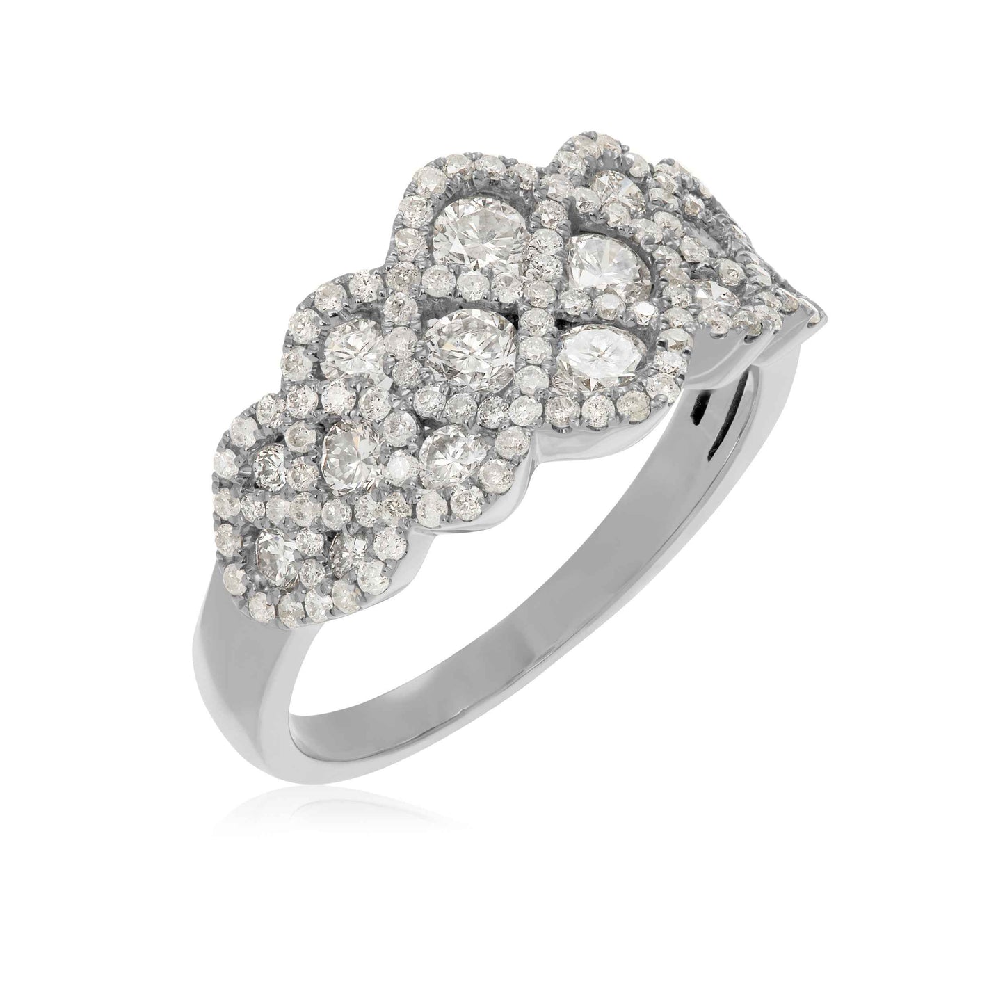 1-1/4 ct. tw. Round Diamond Fashion Ring with Crisscross Design in 10K White Gold front view