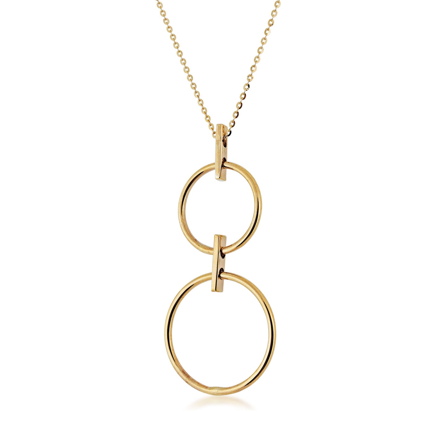 Ladies' 2 Drop Circles Pendant in 10K Yellow Gold