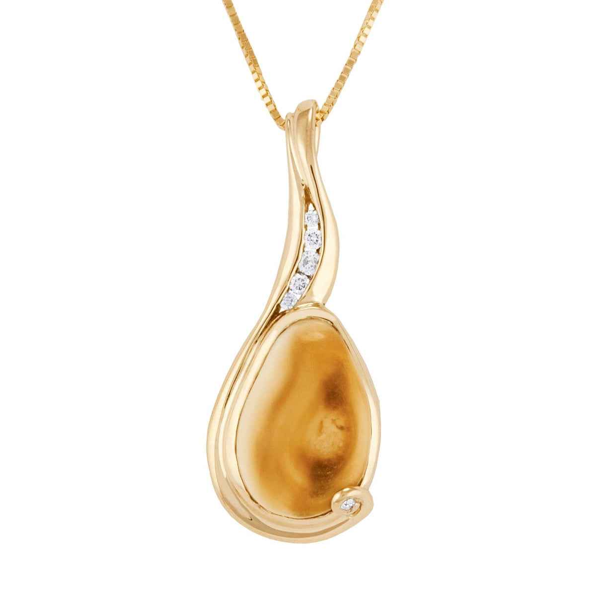 Ladies' Elk Ivory 1/10 ct. tw. Round Diamond Necklace in 10K Yellow Gold - I20080D Madison