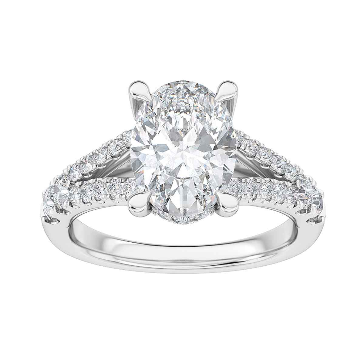 Adamante 2-3/4 ct. tw. Oval Lab-Grown Diamond Engagement Ring in 14K White Gold