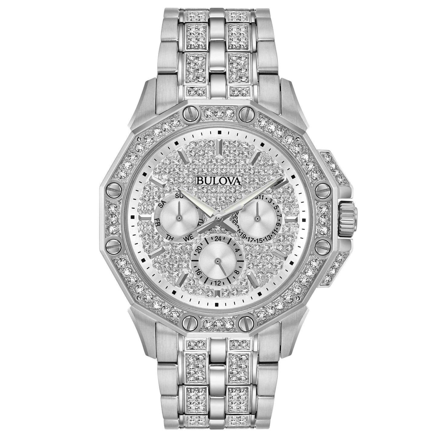 Bulova Men's Octava Chronograph Watch with Pave White Dial