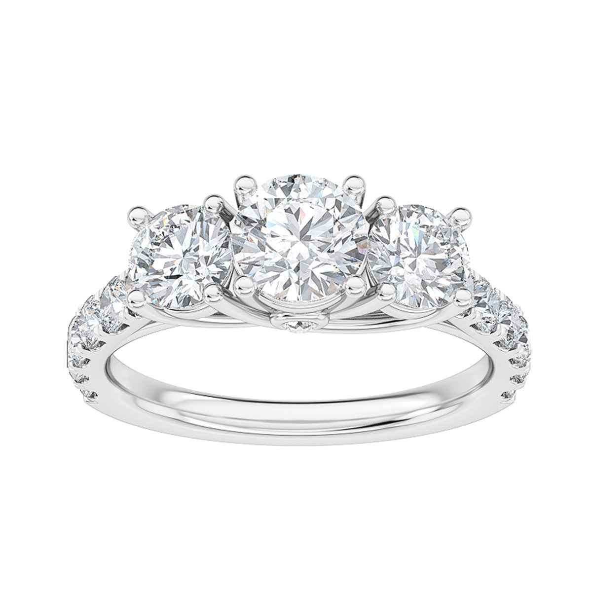 Adamante 2 ct. tw. 3-Stone Round Brilliant Lab-Grown Diamond Engagement ring in 14K White Gold