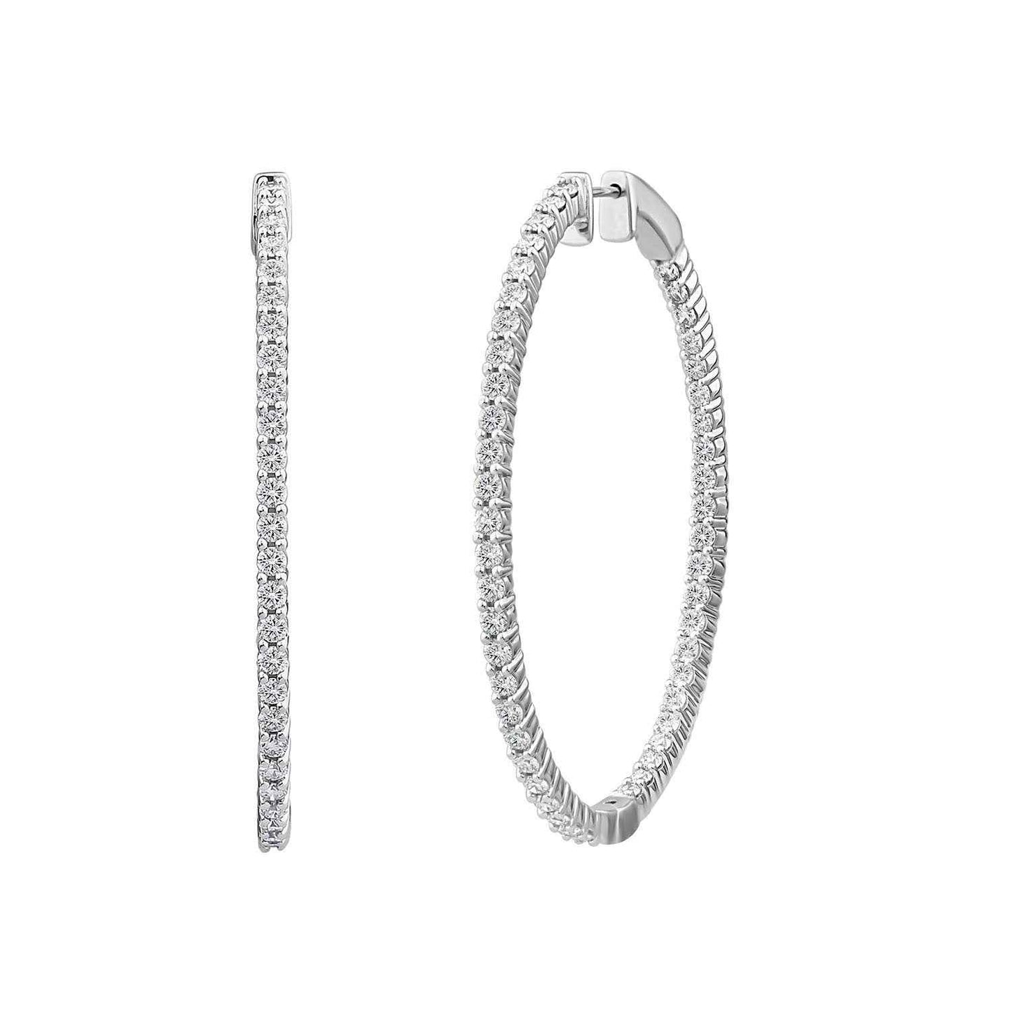 Adamante 3 ct. tw. Round Brilliant Lab-Grown Diamond Hoop Earrings in 14K White Gold