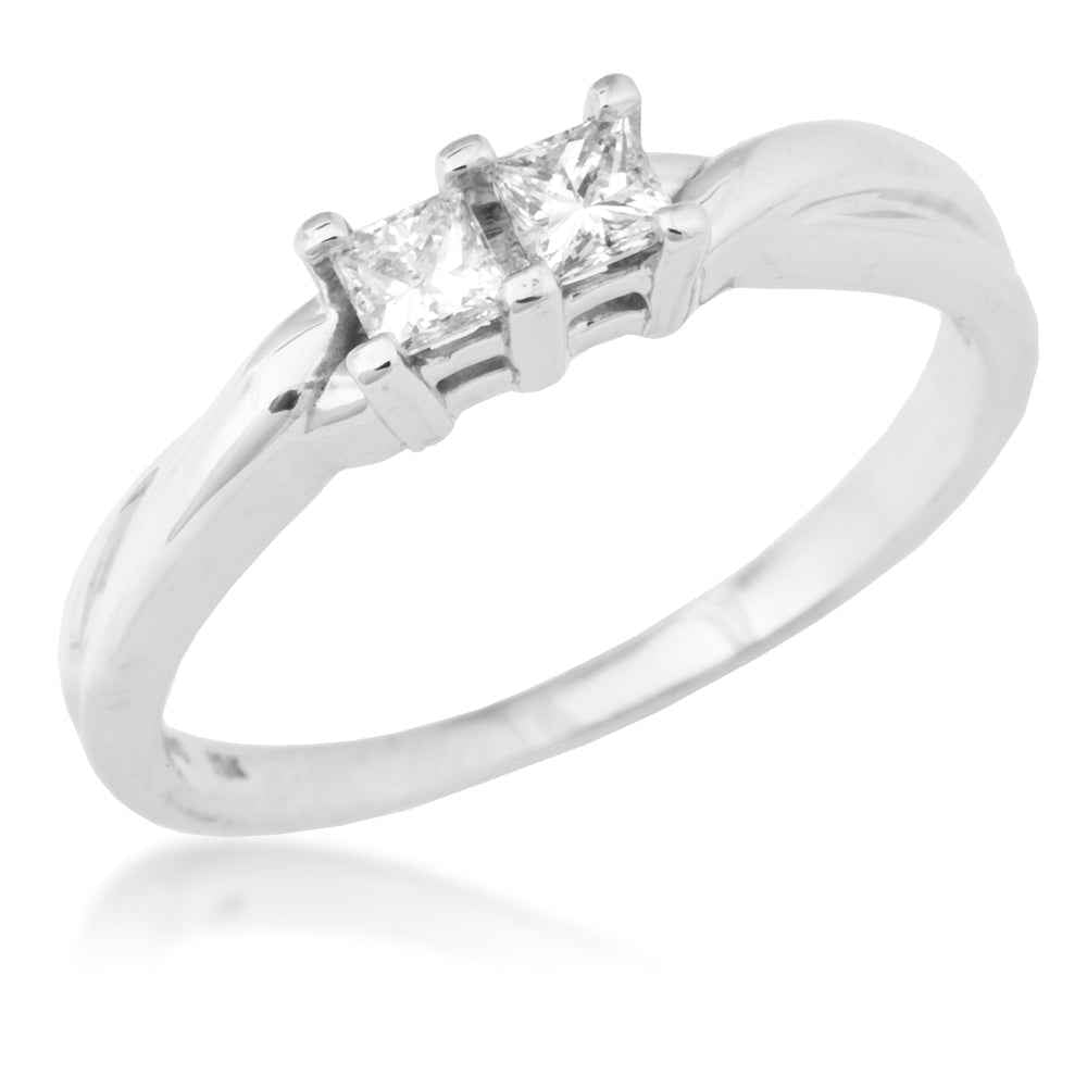 2BeLoved 1/4 ct. tw. 2 Stone Princess Cut Diamond Ring in White Gold