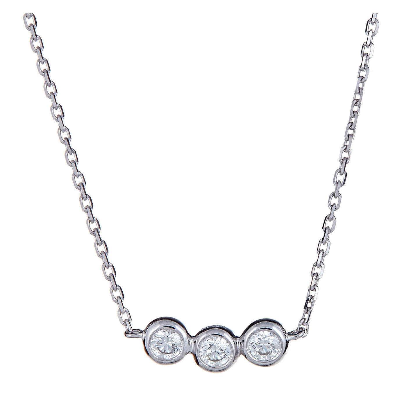 1/7 ct. tw. 3-Stone Round Diamond necklace in 10k white gold