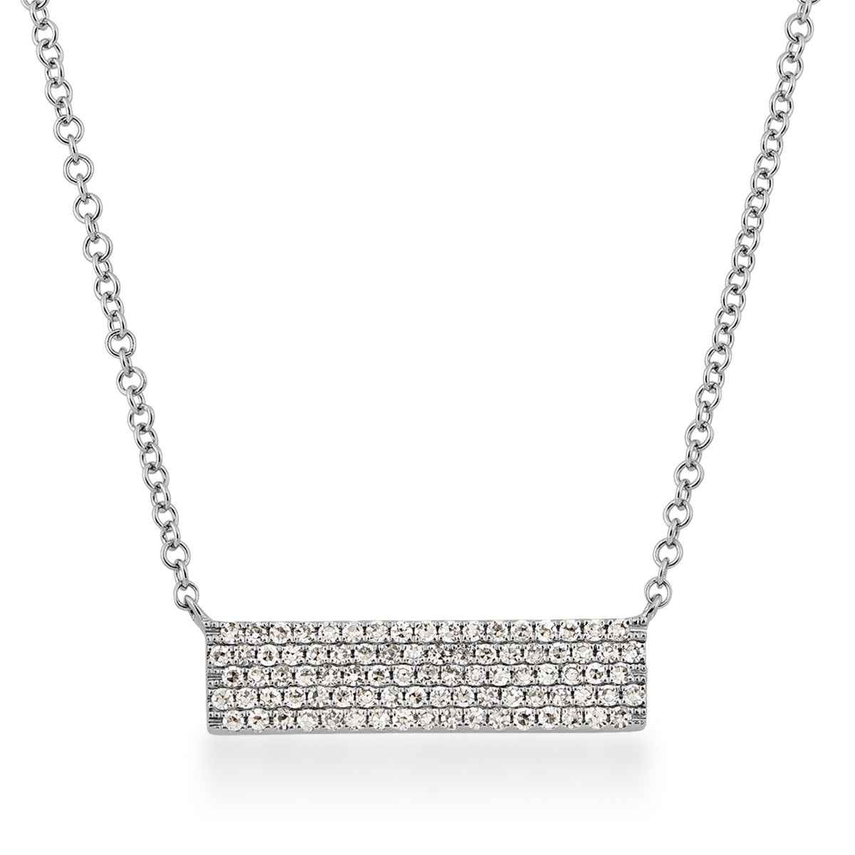 Shy Creation 1/4 ct. tw. Diamond Pave Bar Fashion Pendant in 14K White Gold