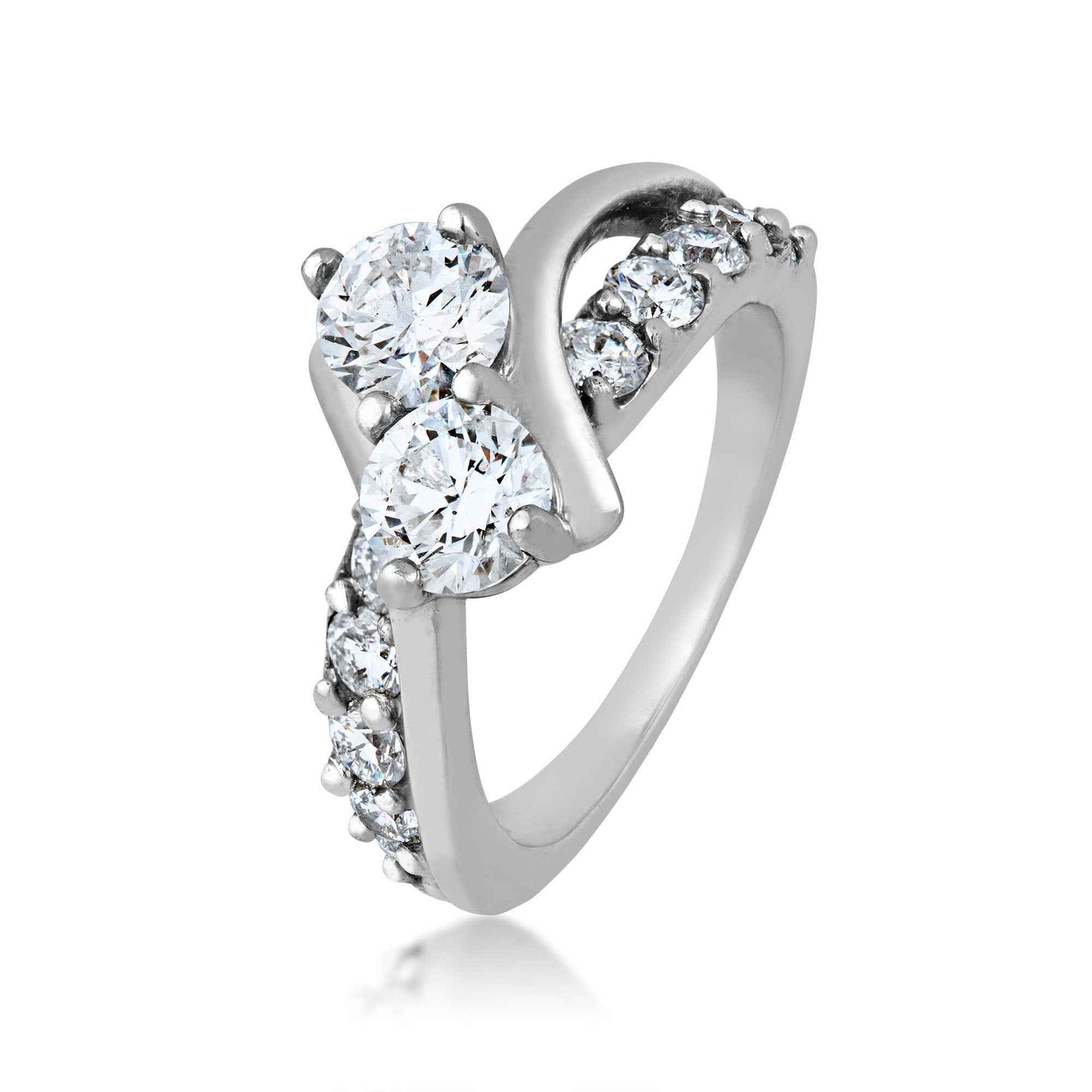 2BeLoved 2-1/2 ct. tw 2 Stone Diamond Anniversary Ring in 14K White Gold front view