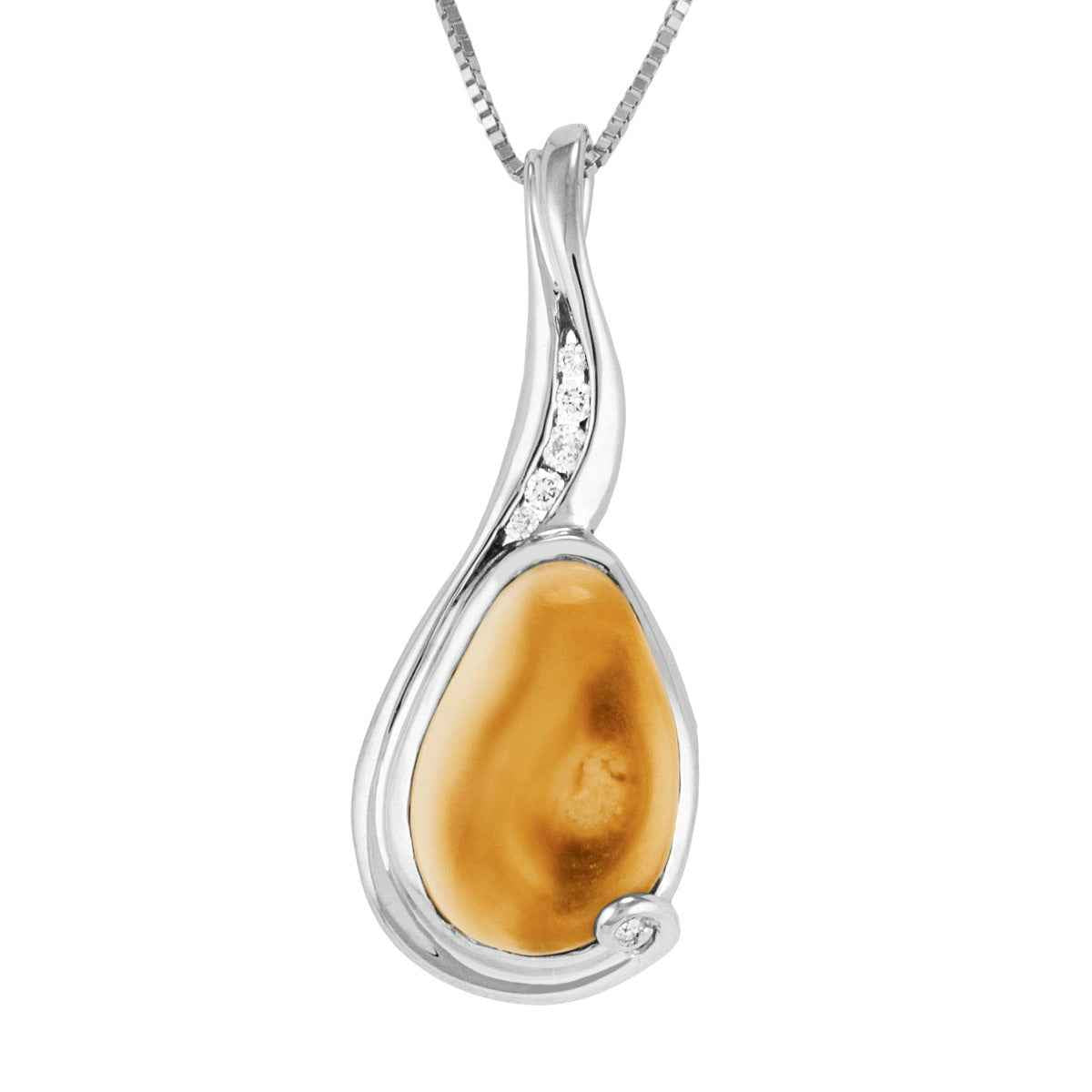 Ladies' Elk Ivory 1/10 ct. tw. Round Diamond Necklace in 14K White Gold - I420080DW Madison