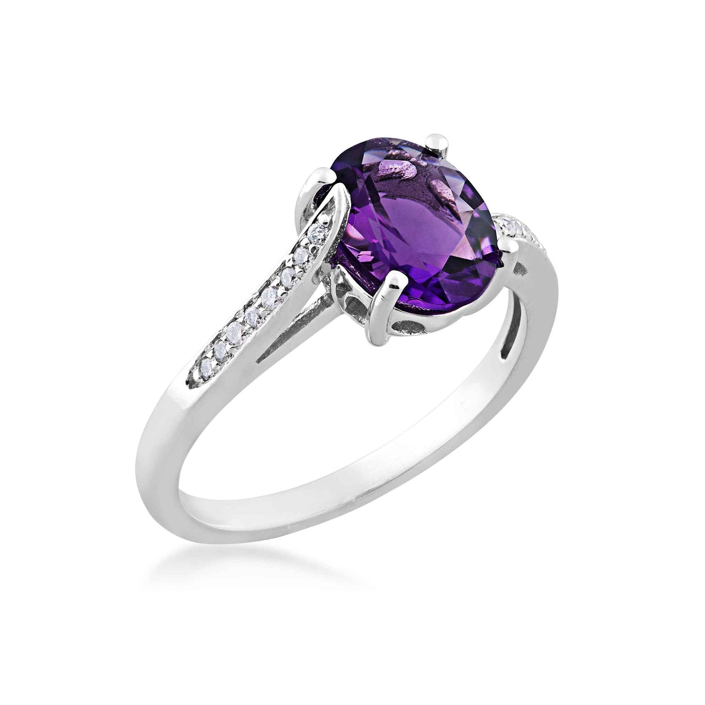 Amethyst and .07 ct. tw. Diamond Fashion Ring in 10K White Gold front view
