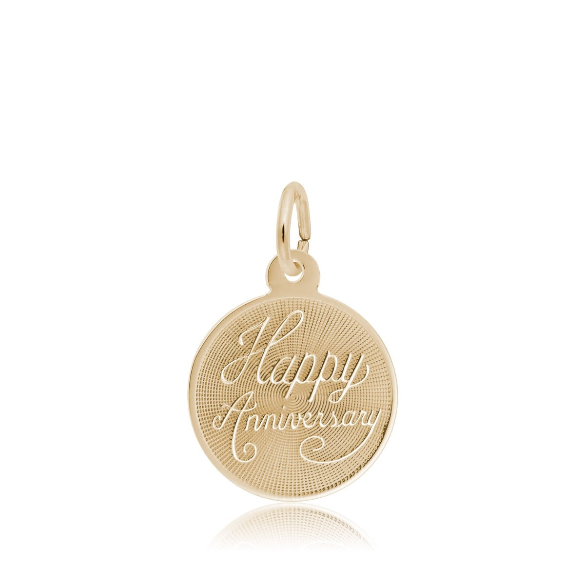 Small Happy Anniversary Disc Charm in 14K Yellow Gold