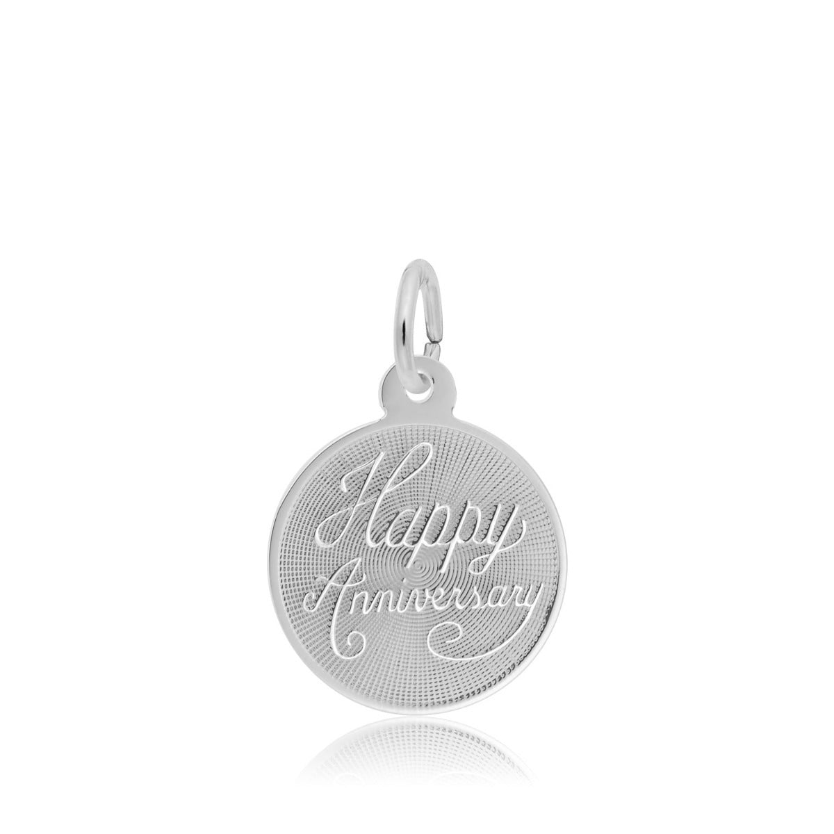 Small Happy Anniversary Disc Charm in Sterling Silver