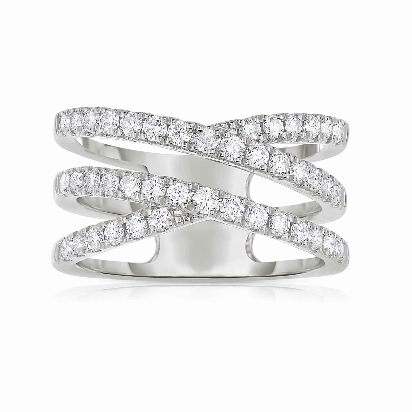 7/8 ct. tw. Round Diamond Fashion Bypass Ring in 14K White Gold