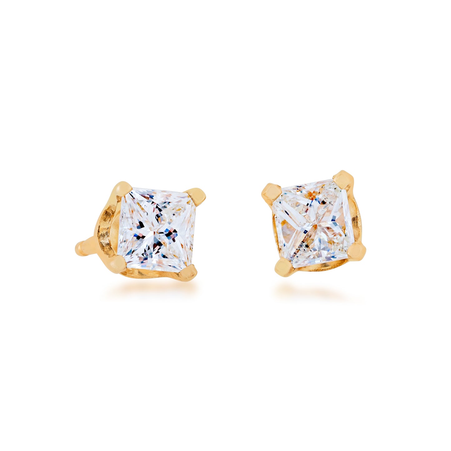 1/2 ct. tw. Princess Cut Diamond Solitaire Earrings in 14K Yellow Gold