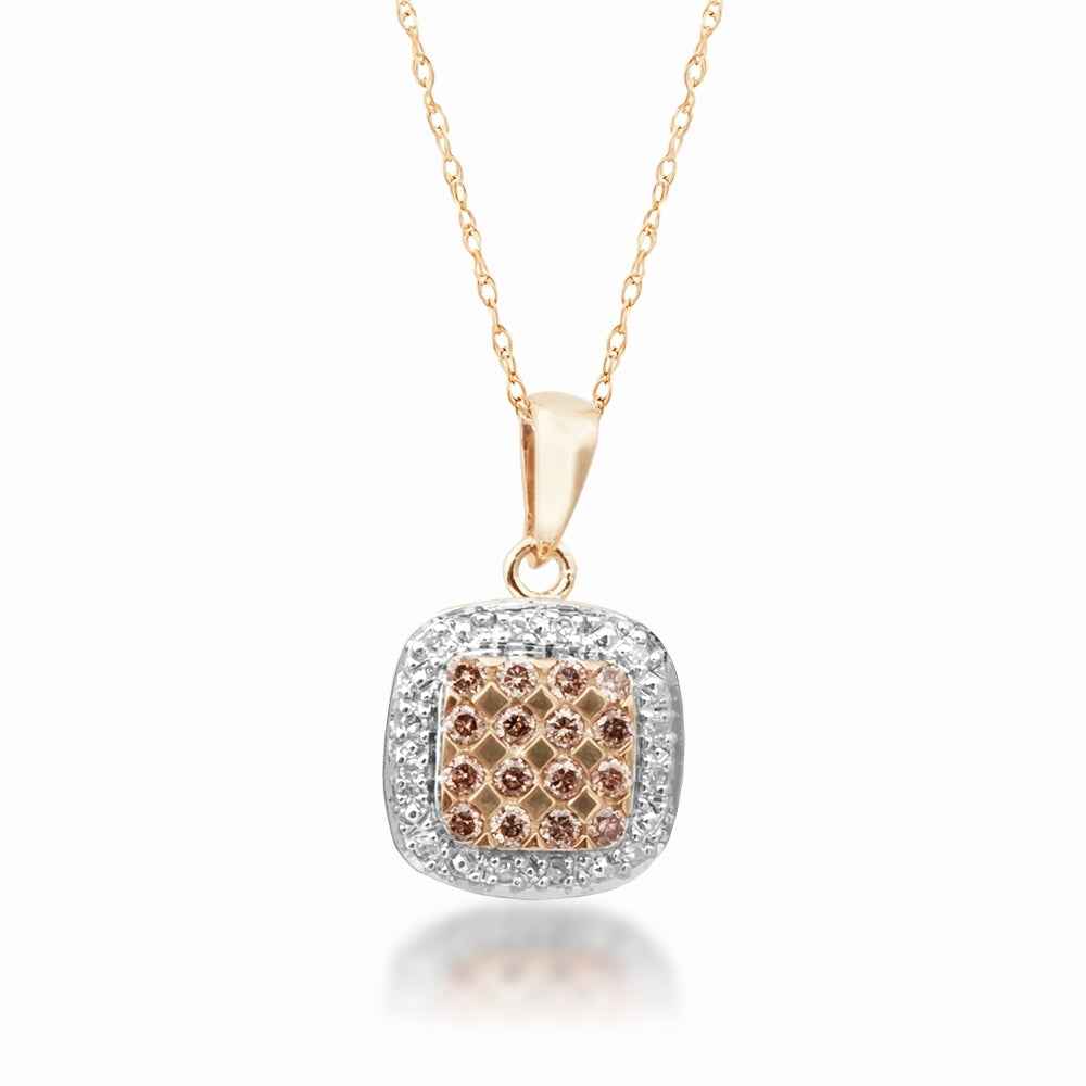 Mocha and White Diamond Pendant in Yellow Gold