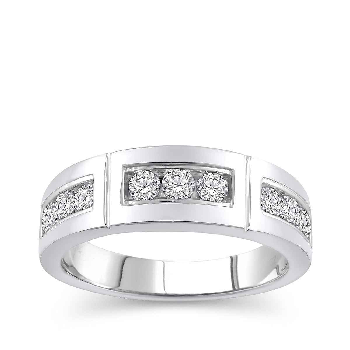 Adamante 3/4 ct. tw. Men's Lab-Grown Diamond Ring in 10K White Gold