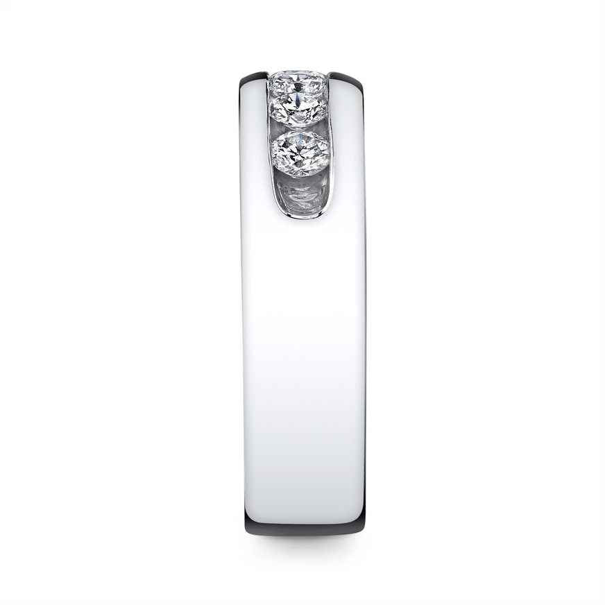 MFIT Men's 1 ct. tw. Channel-Set Diamond Wedding Band in 10K White Gold side profile