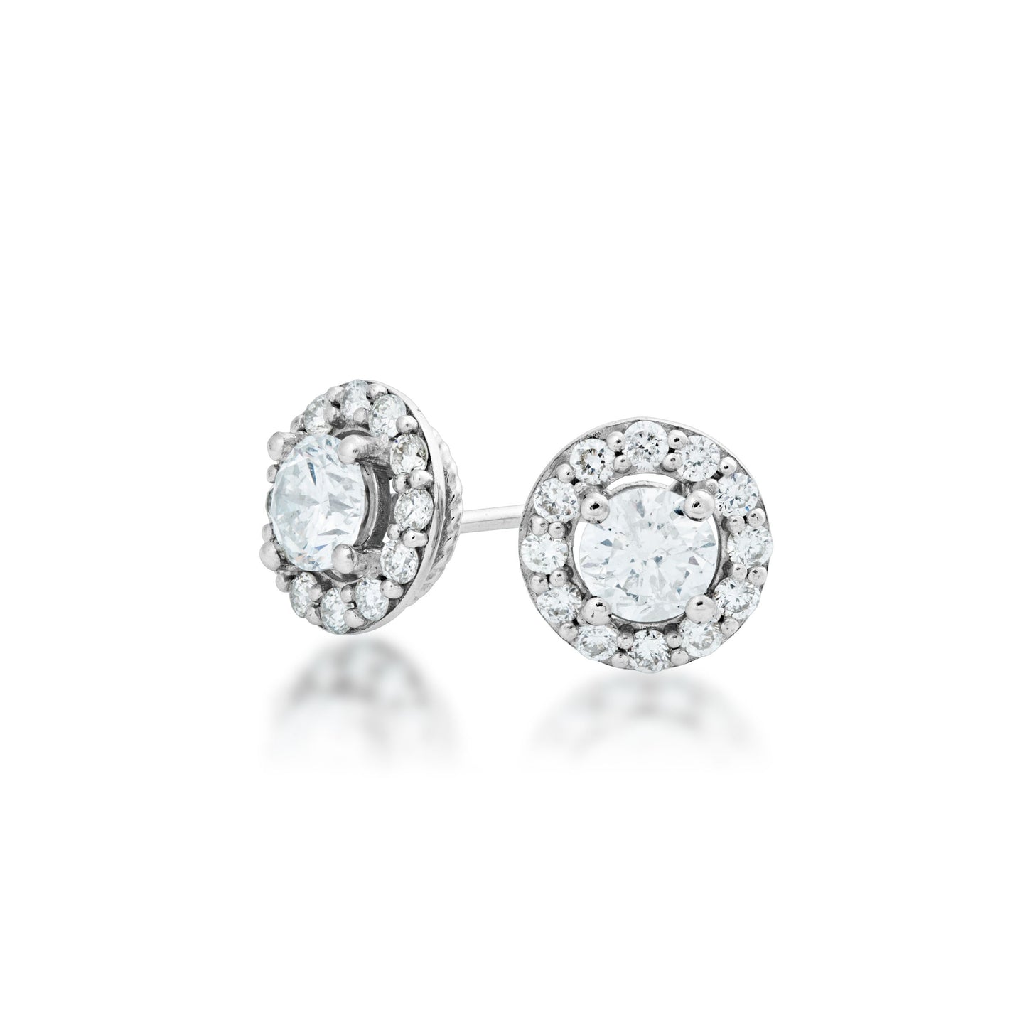1-1/2 ct. tw. Round Brilliant Diamond Halo Earrings in 10K White Gold