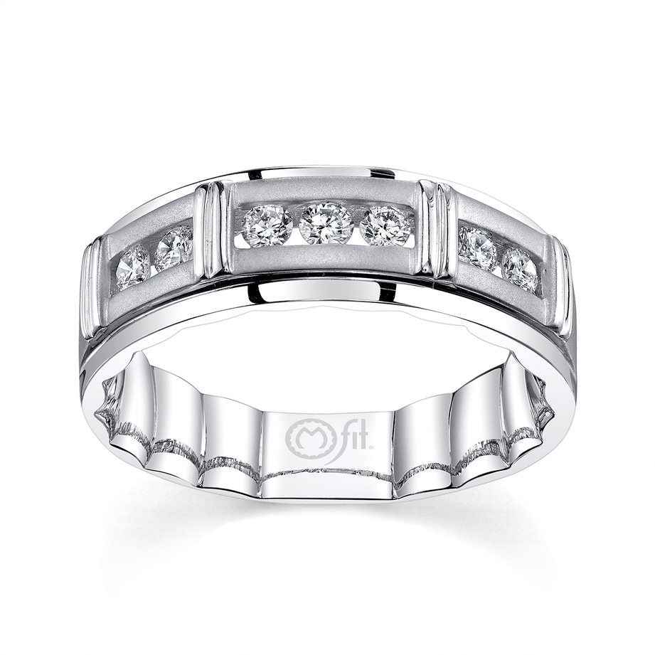 MFIT Men's 1/2 ct. tw. Channel-Set with Brushed Sides Diamond Wedding Band in 10K White Gold