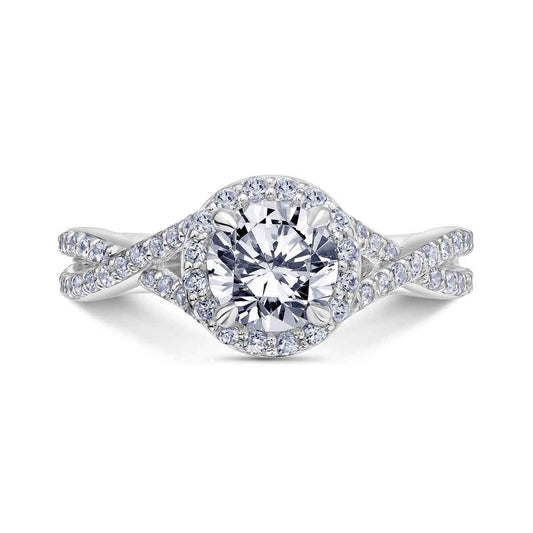 Scott Kay Namaste 1/2 ct. tw. Diamond Semi-Mount Engagement Ring with Crisscross Band Design in 14K White Gold front view
