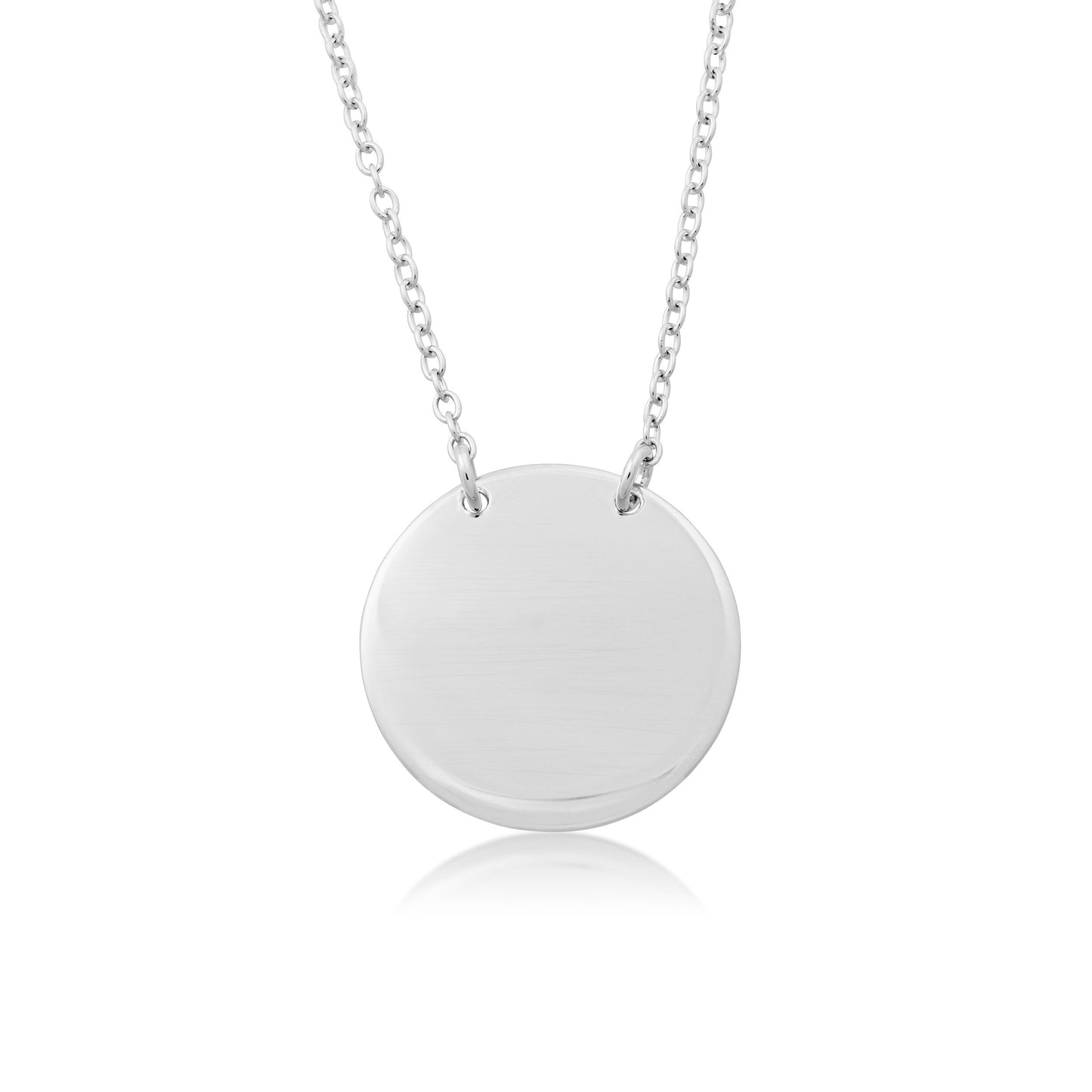 Engravable Large Round Medallion Necklce in Sterling Silver