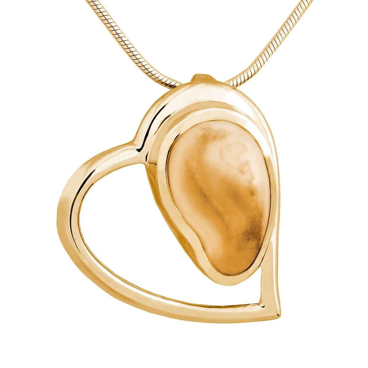 Ladies' Elk Ivory Heart Necklace in 10K Yellow Gold - I20299 Lovett