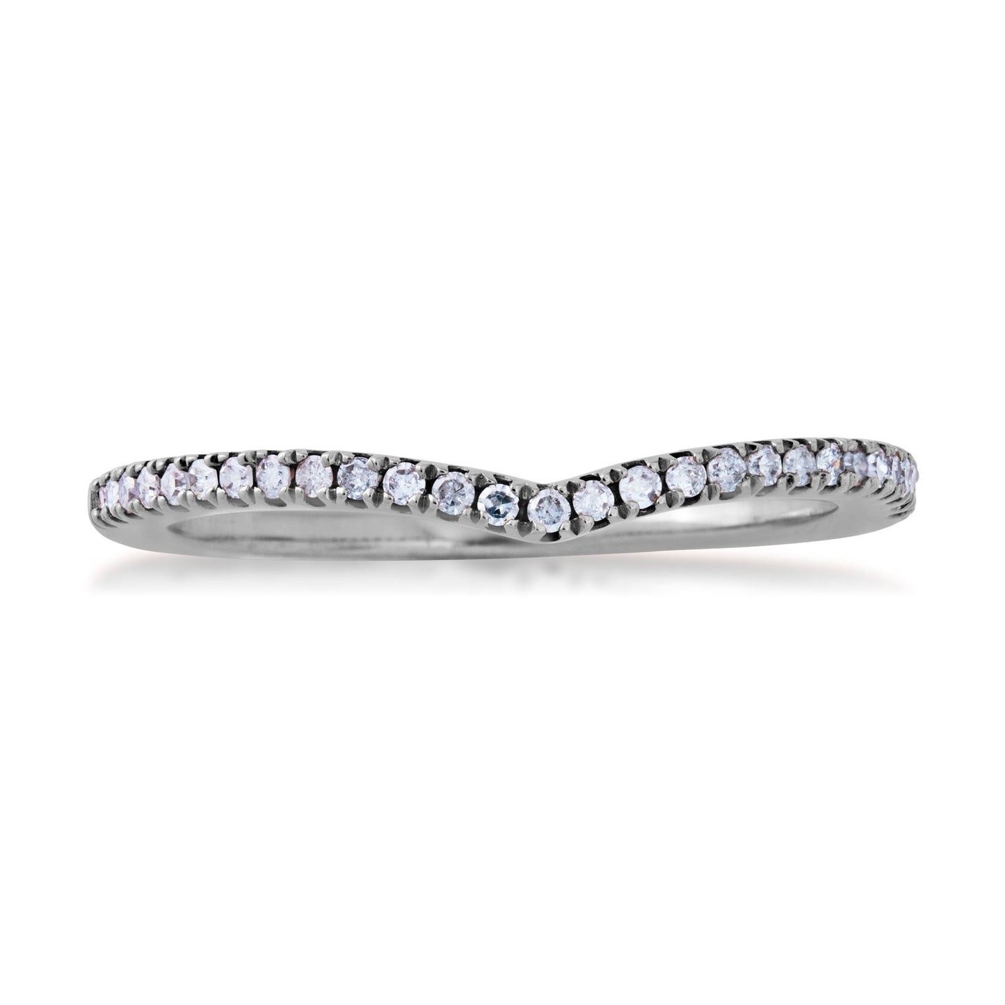 1/6 ct. tw. Contoured Diamond Anniversary Band in 10K White Gold close-up detail