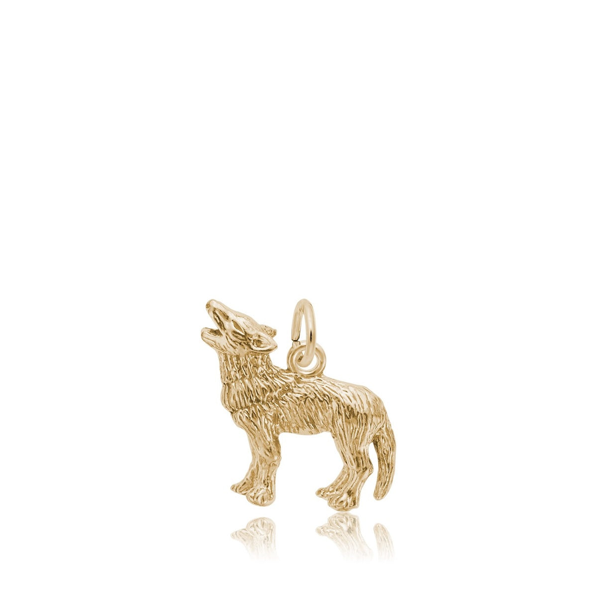 Wolf Charm in 14K Yellow Gold