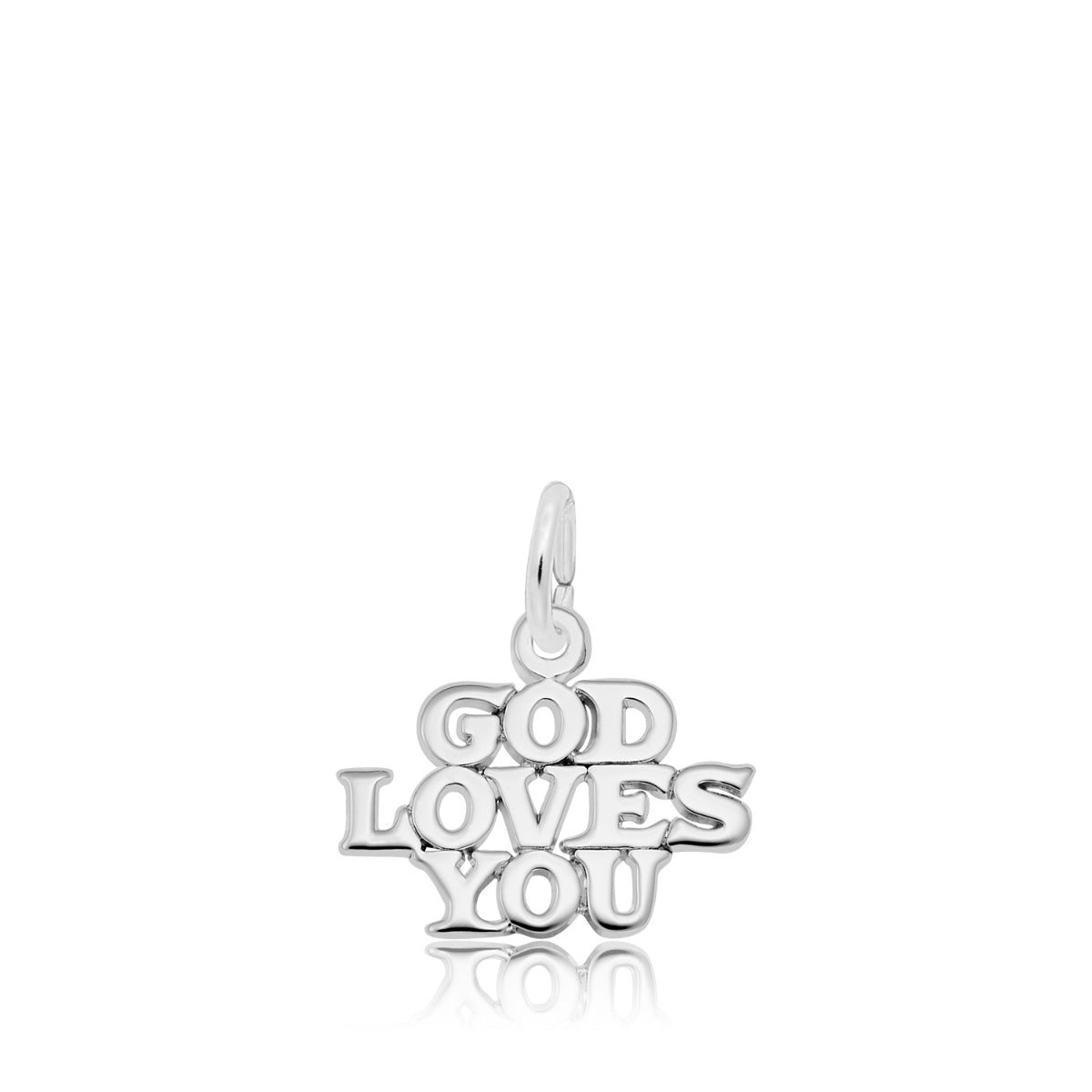 God Loves You Charm in Sterling Silver