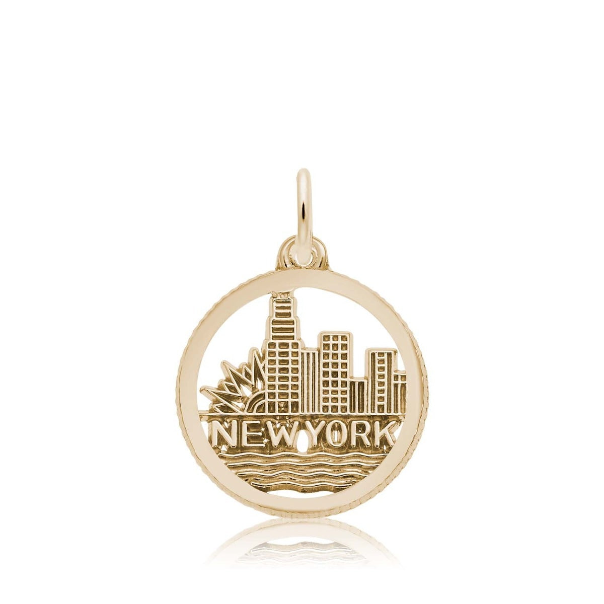 New York City Skyline Charm in 14K Yellow Gold