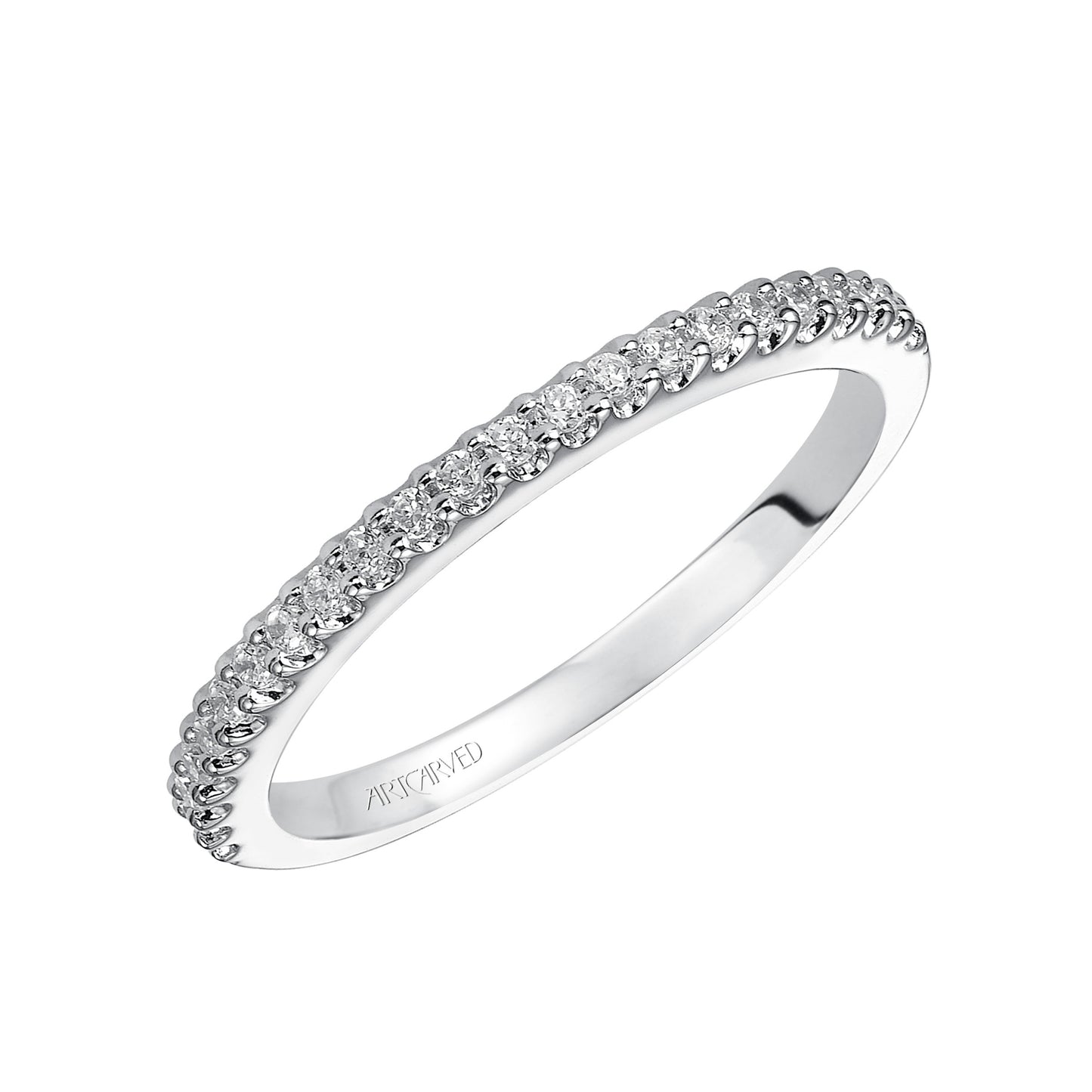 ArtCarved Contemporary 1/5 ct. tw. Classic Diamond Wedding Band in 14K White Gold front view