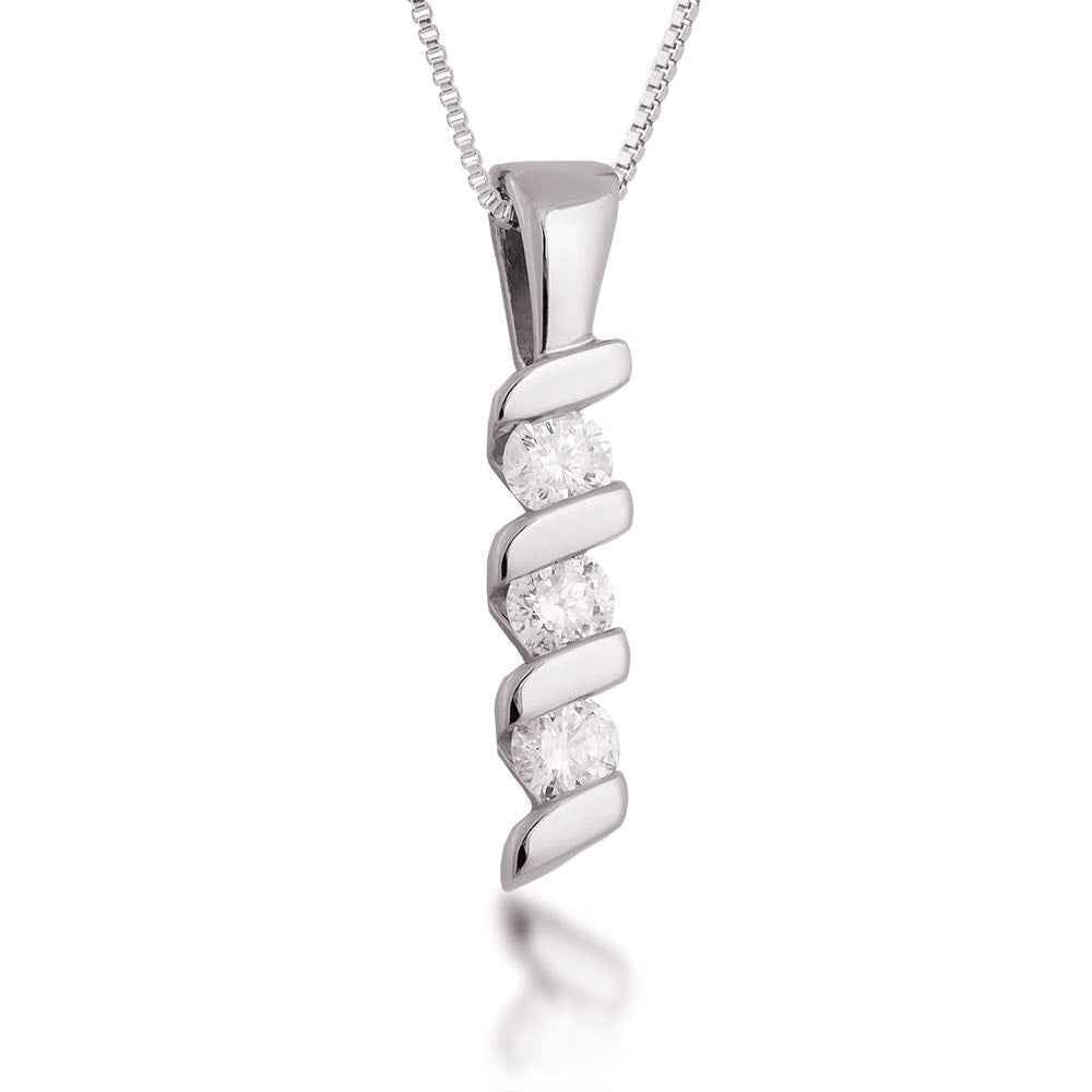 1/4 ct. tw. Diamond 3-Stone Wrap Pendant in 14K White Gold