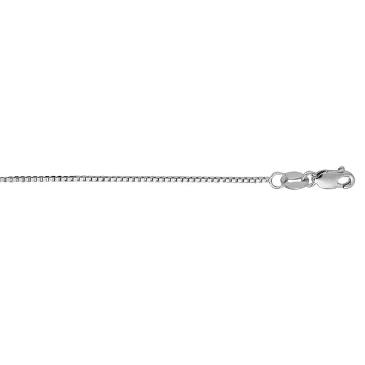 .75mm 20-inch Box Chain 14K White Gold front view
