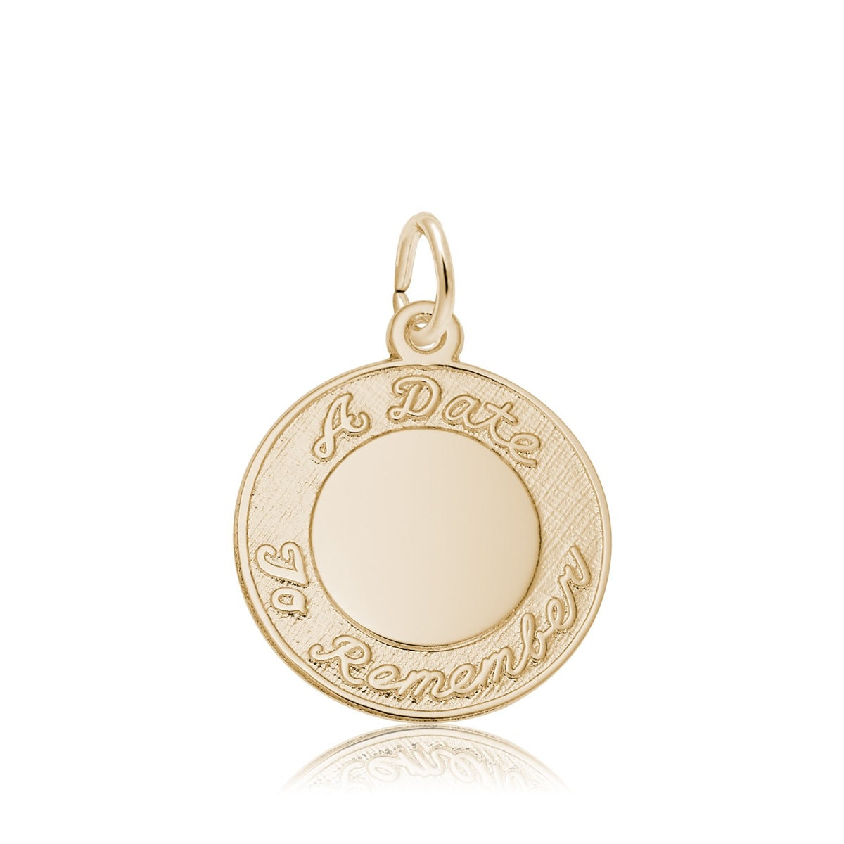 A Date to Remember Script Disc Charm in 14K Yellow Gold
