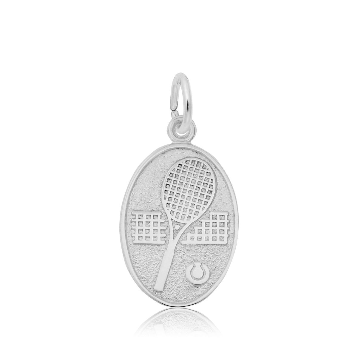 Tennis Oval Disc Charm in Sterling Silver