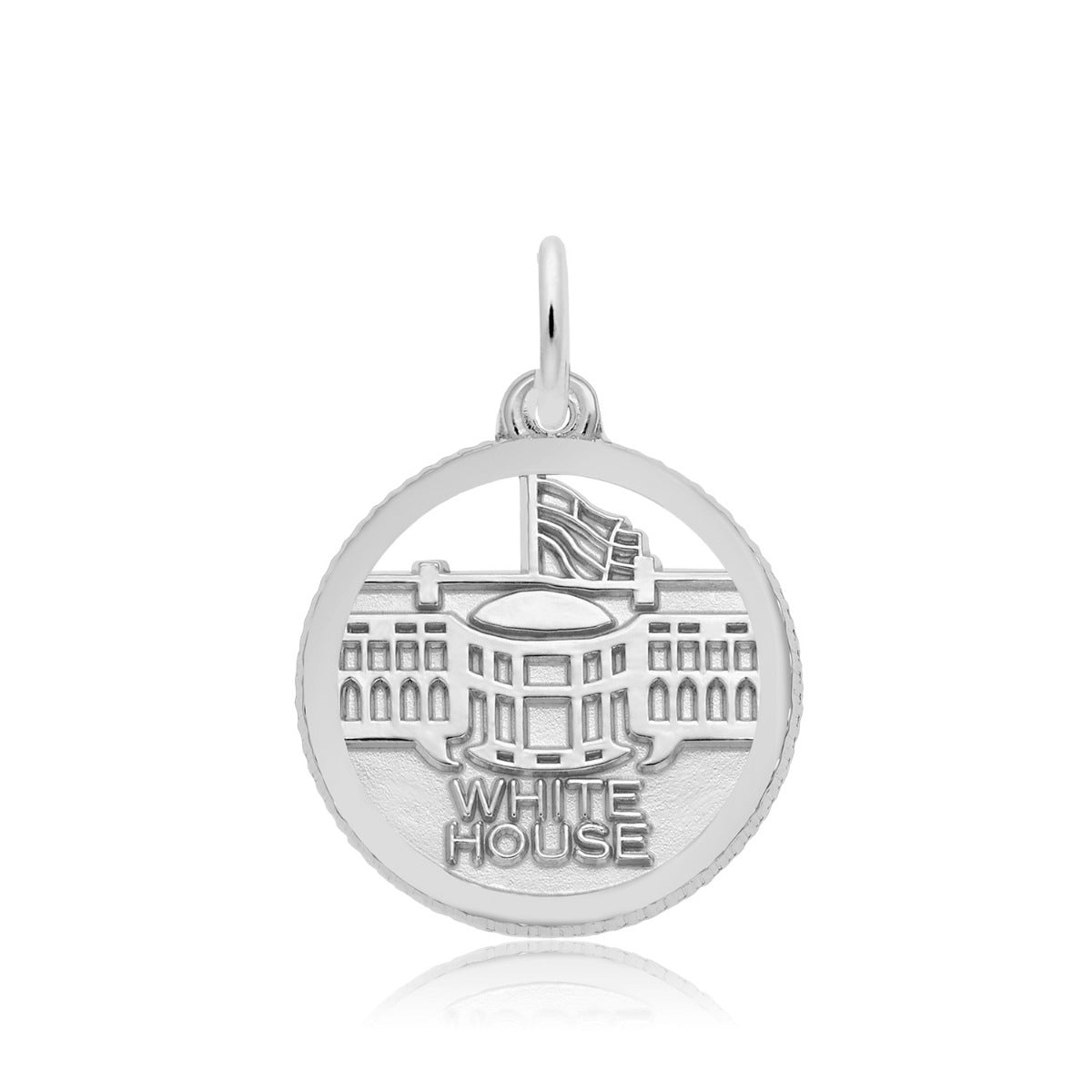 White House Disc Charm in Sterling Silver