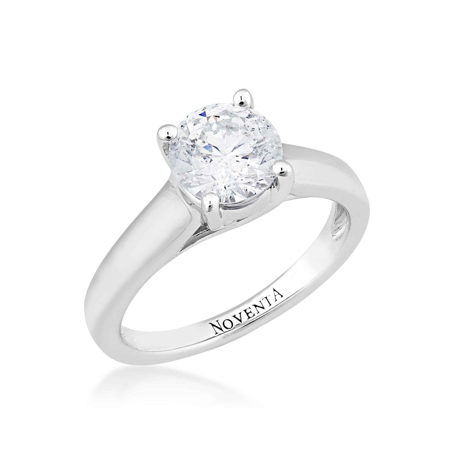 Noventa 1-1/2 ct. tw. Round Diamond Solitaire Engagement Ring in 14K White Gold front view