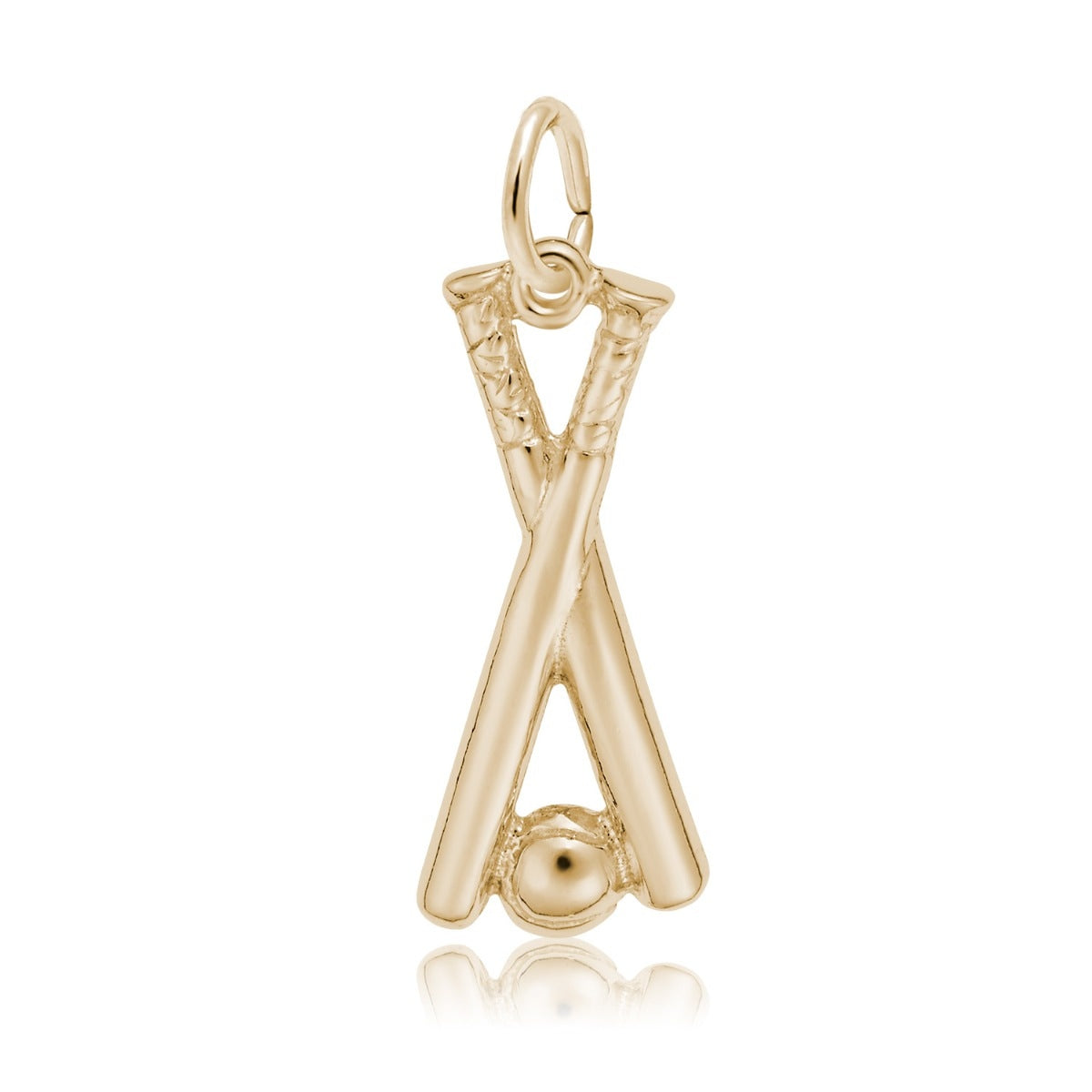 Baseball Bats & Ball Charm in 14K Yellow Gold