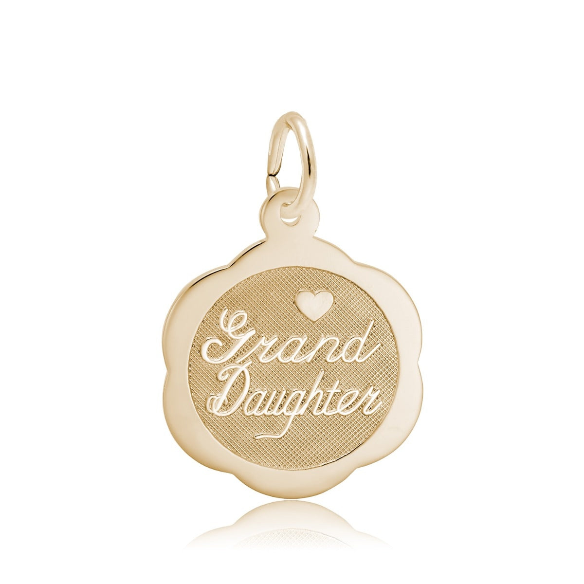 Granddaughter Scalloped Disc Charm in 14K Yellow Gold